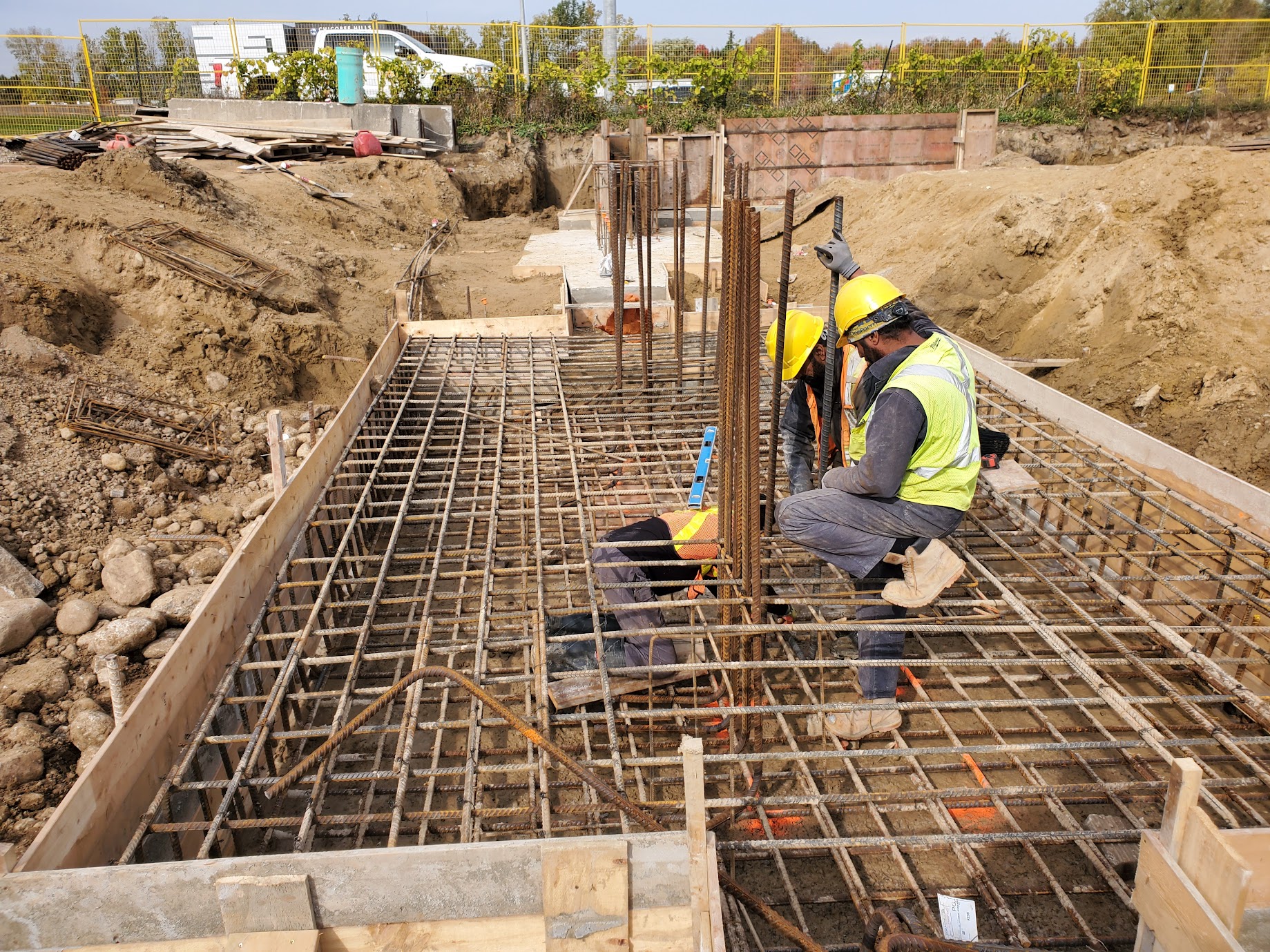 Rebar laid out before the pour